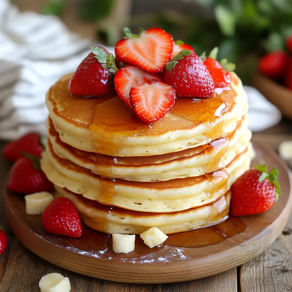 Stack of golden Cracker Barrel-style pancakes with butter and syrup