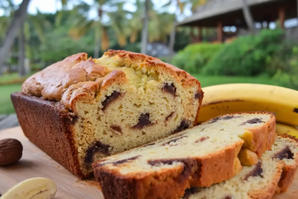 Hawaiian Banana Bread Recipe – A freshly baked loaf with tropical ingredients.