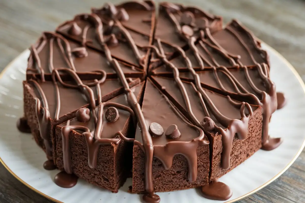 Brownie Cake Recipe – A rich and fudgy brownie cake topped with glossy chocolate ganache and fresh berries.