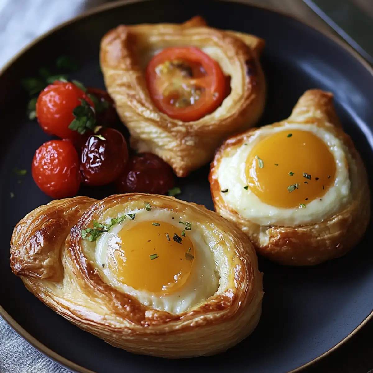 A breakfast table with a variety of puff pastry dishes.