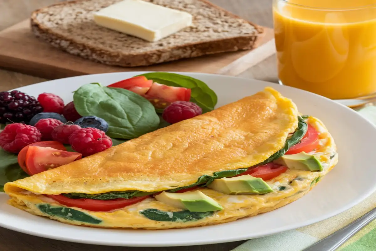 A breakfast table featuring protein-packed foods like eggs, Greek yogurt, and a smoothie bowl.