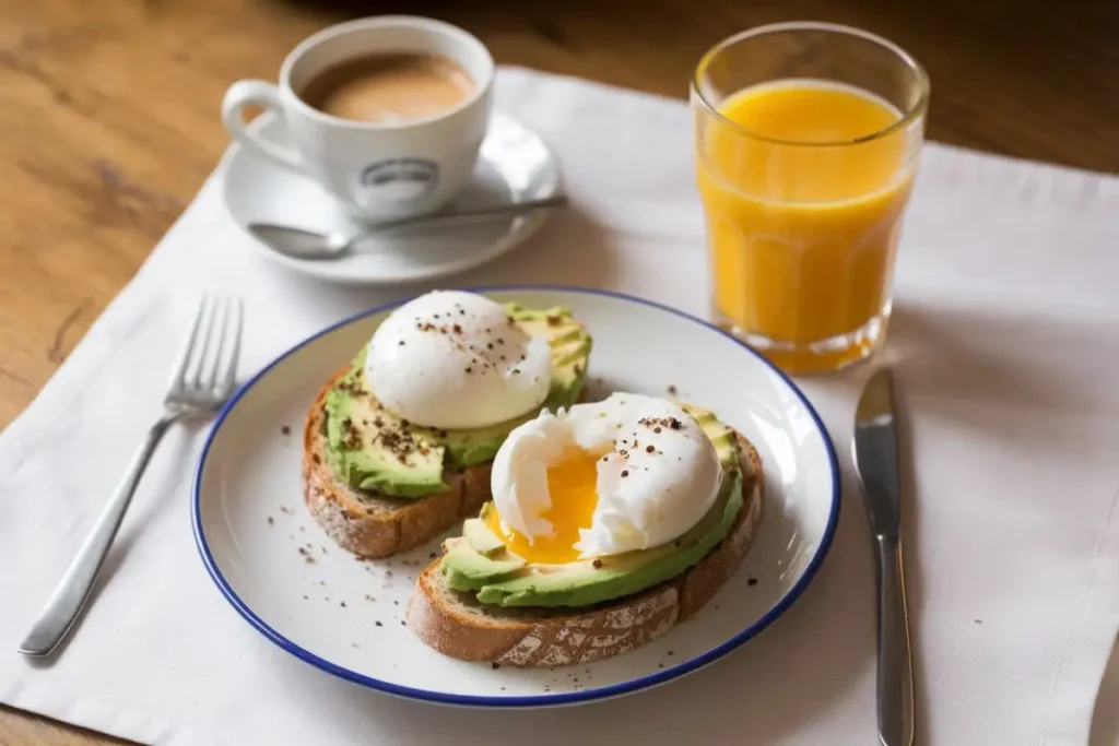 Quick and Easy Breakfast Ideas - A beautifully arranged breakfast table featuring overnight oats, a green smoothie, whole-wheat avocado toast, and a breakfast wrap.