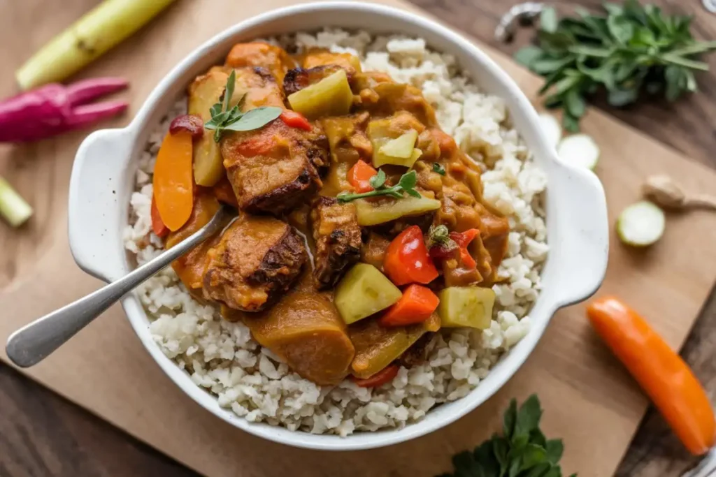Easy Keto Curry Recipe - A delicious low-carb curry with chicken, coconut milk, and vibrant vegetables.