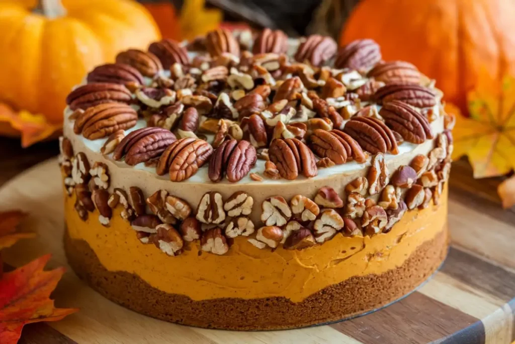 Pumpkin Dump Cake freshly baked with a golden, crispy topping.