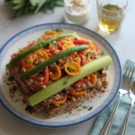 Colorful easy dinner recipes on a family table