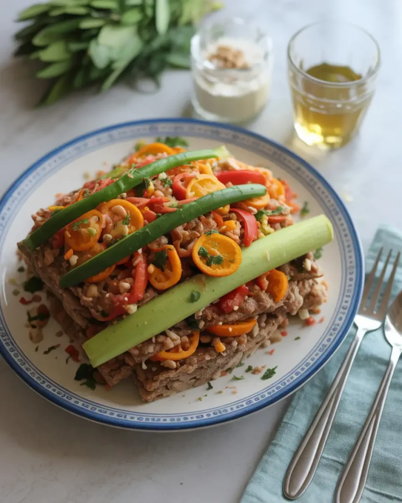 Colorful easy dinner recipes on a family table