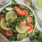 Healthy summer recipes on a cool outdoor table